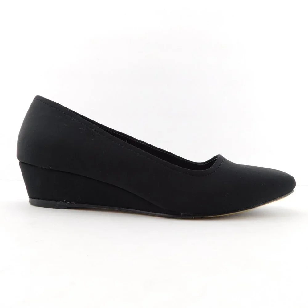 DONALD J. PLINER Black Micro Fiber Slip-on Wedged Flats 5